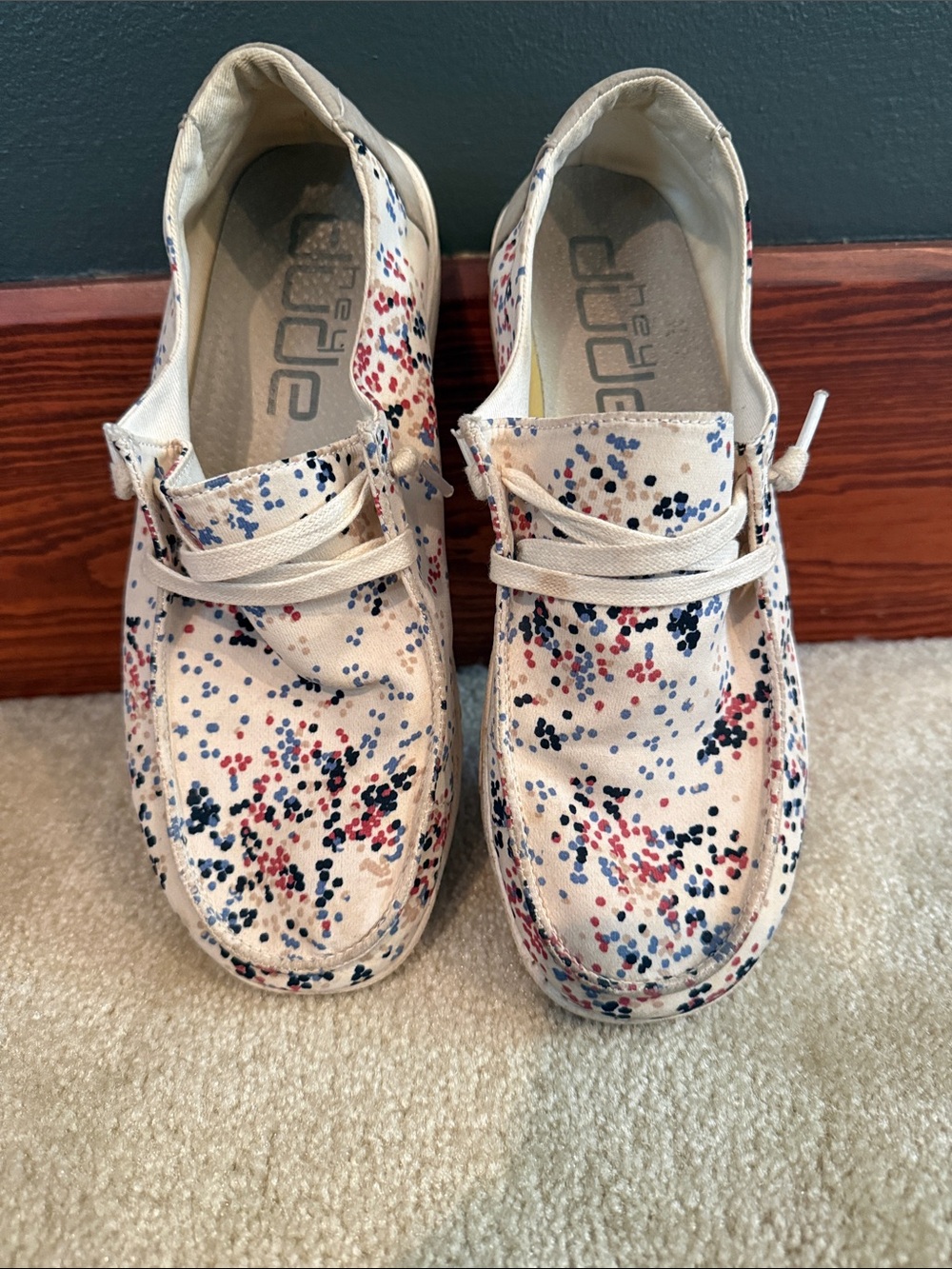 Hey Dude Cream Slip-On Sneakers with Speckles
